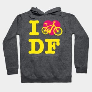 I Love Cycling DF Yellow Pink / Yo Amo andar en Bicicleta en el DF / Chilango Pride / Orgullo Chilango Graphic Hoodie